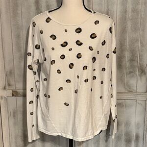 Ellison White and Black Leopard Print Long Sleeve Top